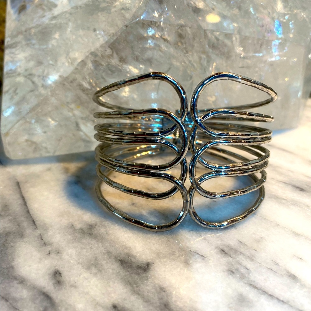 Silver Hinged Split 3-Loop Cuff